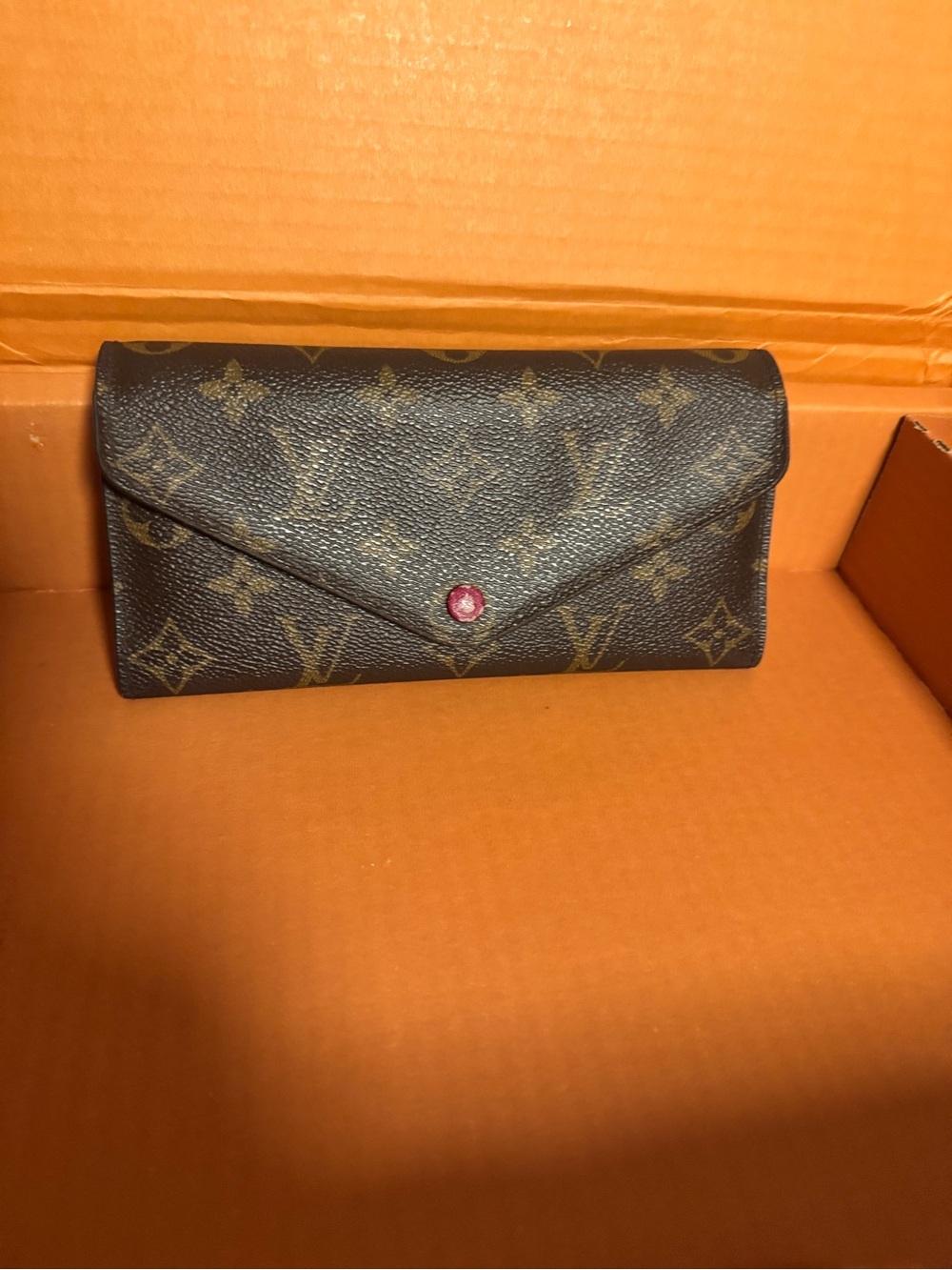 Louis Vuitton Monogram Envelope Wallet with Pink Snap